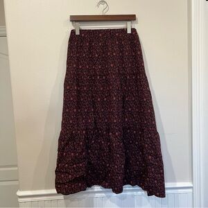 Madewell Navy Floral Tiered Midi Skirt Size 4X NWT